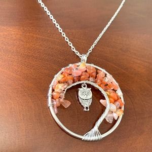 Chakra tree of life pendant natural stone necklace